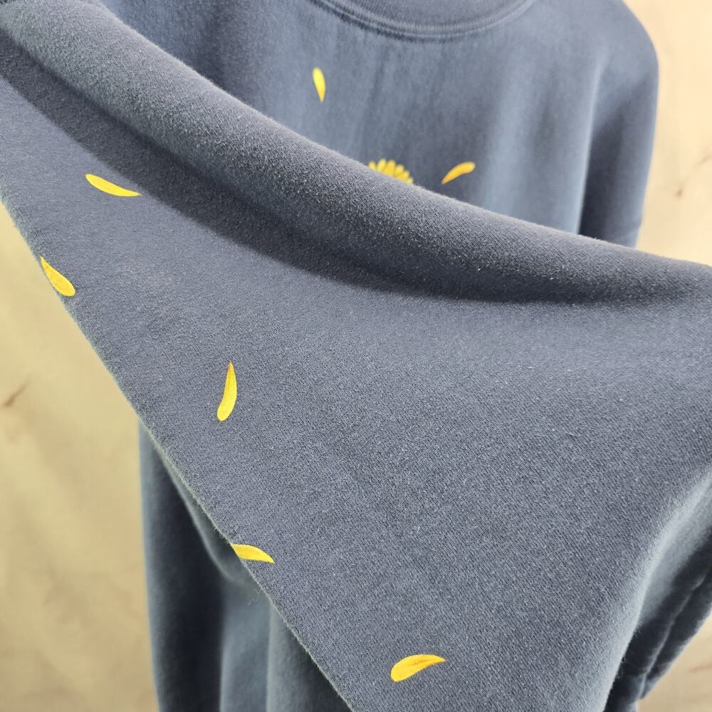 Vintage Sweatshirt Womens XL Blue Sunflower Granny 90s Pullover Crewneck Flower - Picture 10 of 12